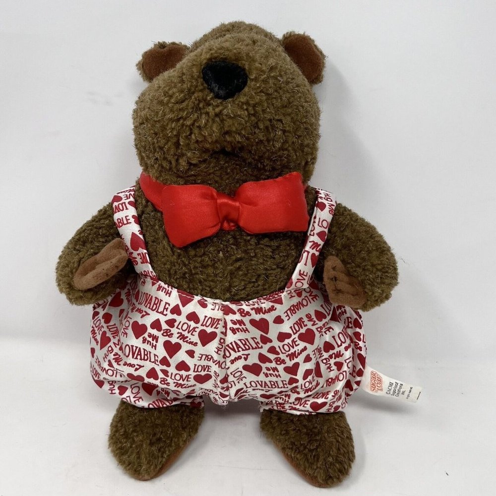 Sugar‎ Loaf Beaver Groundhog Love Lovable Overalls Big Red Bow Tie Vtg 12"